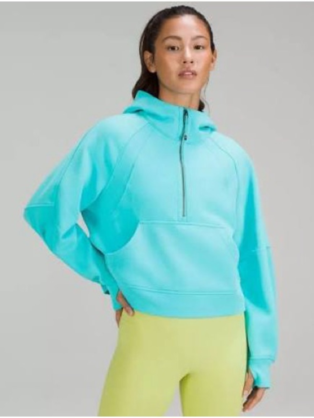 NWT Lululemon 1/2 Zip Scuba Oversized Hoodie - Electric Turquoise - XS/S - Rare!